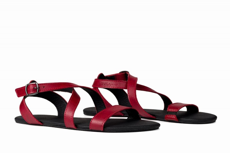 Ahinsa Hava Barfuß Sandalen Damen Bordeaux | AZH2068EF