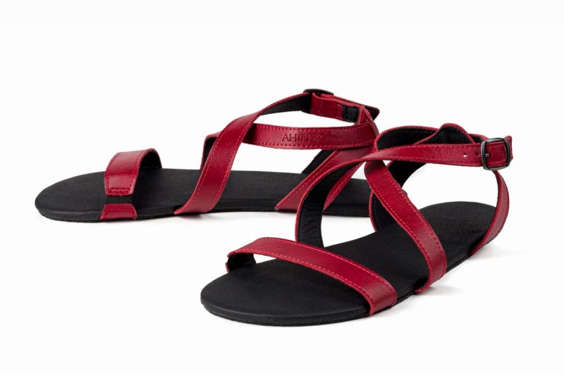 Ahinsa Hava Barfuß Sandalen Damen Bordeaux | AZH2068EF