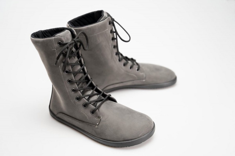 Ahinsa Jaya Nubuk Barfuß Winterstiefel Damen Grau | GIG10049YX